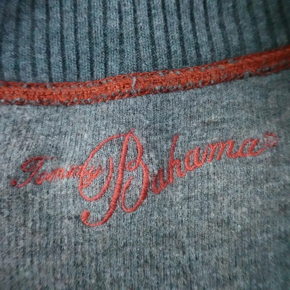 Tommy Bahama Sweater Mens XL Orange 1/4 Zip Mock Neck Knit Pullover Sweatshirt